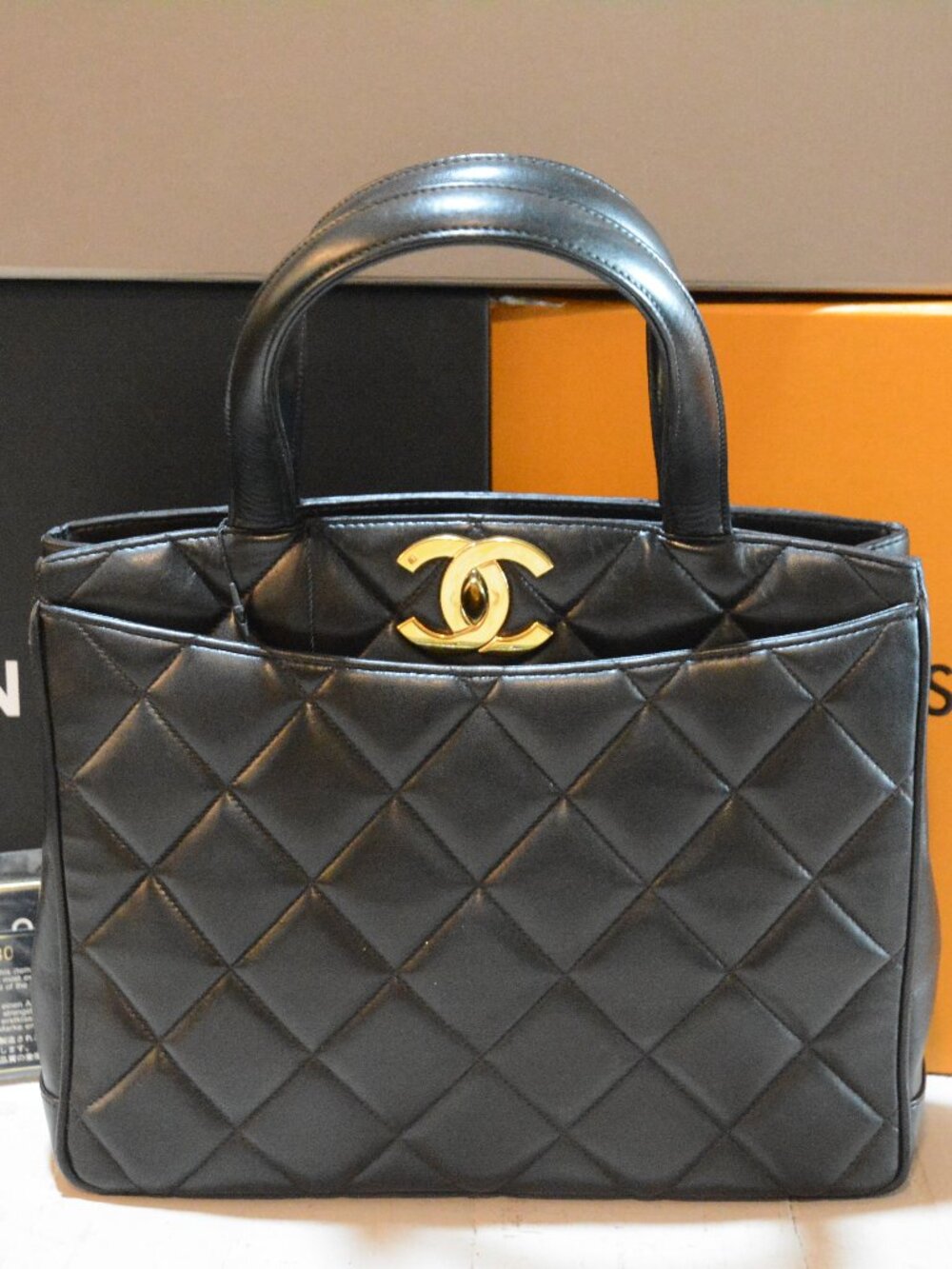 Vintage Chanel Quilted Leather Top Handle Tote